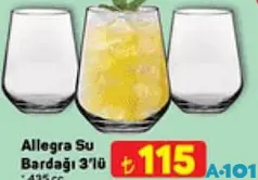 PAŞABAHÇE ALLEGRA SU BARDAĞI 3'LÜ 435 CC